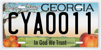 GA license plate CYA0011