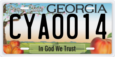 GA license plate CYA0014