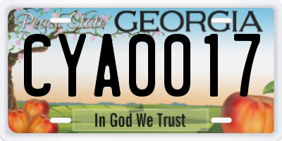 GA license plate CYA0017