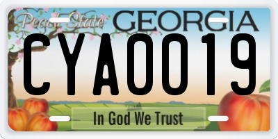 GA license plate CYA0019