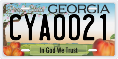 GA license plate CYA0021