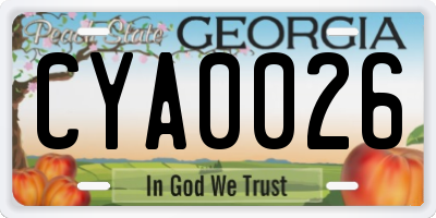 GA license plate CYA0026
