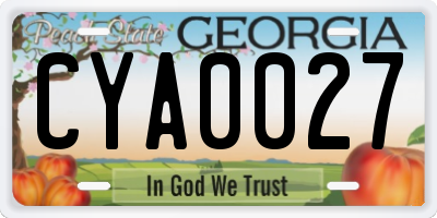 GA license plate CYA0027