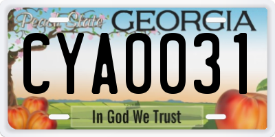 GA license plate CYA0031