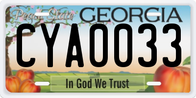 GA license plate CYA0033