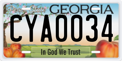 GA license plate CYA0034