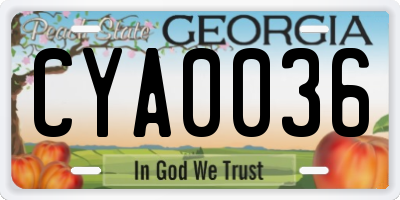 GA license plate CYA0036