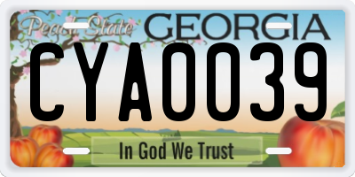 GA license plate CYA0039
