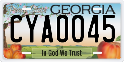GA license plate CYA0045