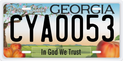 GA license plate CYA0053