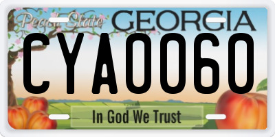 GA license plate CYA0060