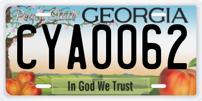 GA license plate CYA0062