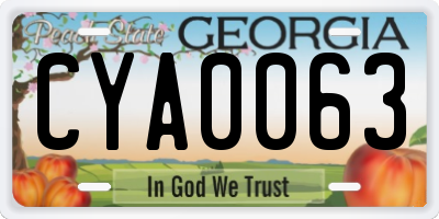 GA license plate CYA0063