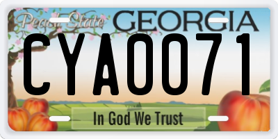 GA license plate CYA0071