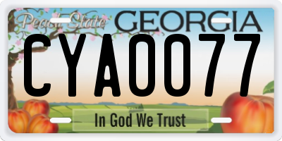 GA license plate CYA0077