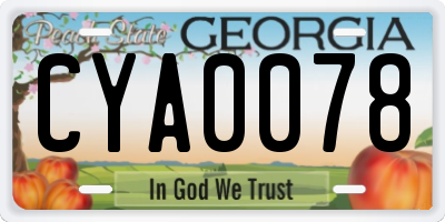 GA license plate CYA0078