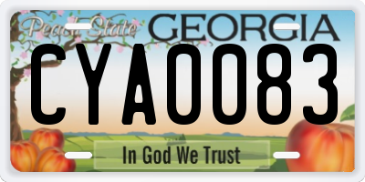 GA license plate CYA0083