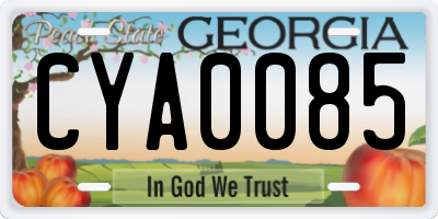 GA license plate CYA0085