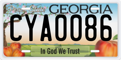 GA license plate CYA0086
