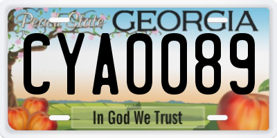GA license plate CYA0089