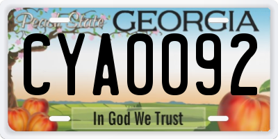 GA license plate CYA0092