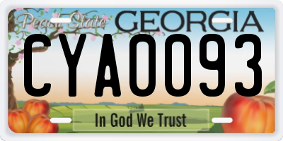 GA license plate CYA0093