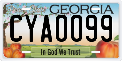 GA license plate CYA0099
