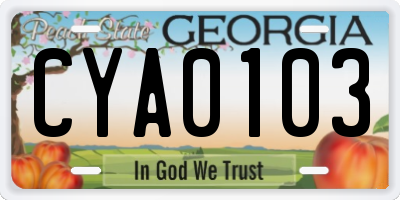 GA license plate CYA0103