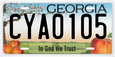 GA license plate CYA0105