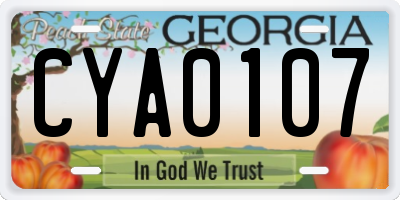 GA license plate CYA0107