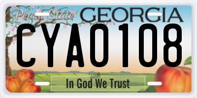 GA license plate CYA0108