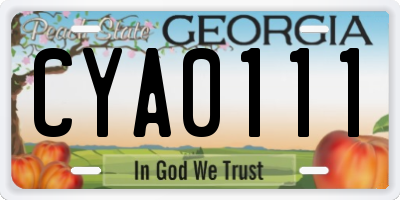 GA license plate CYA0111