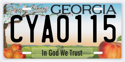 GA license plate CYA0115