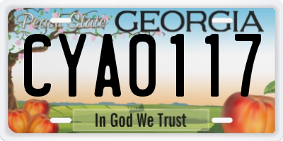 GA license plate CYA0117