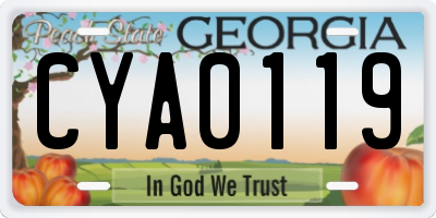 GA license plate CYA0119