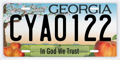 GA license plate CYA0122