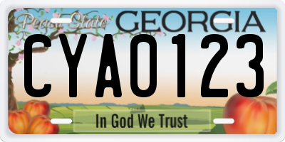 GA license plate CYA0123