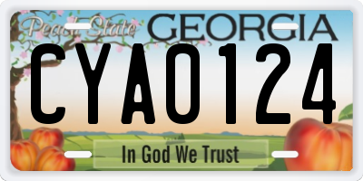 GA license plate CYA0124