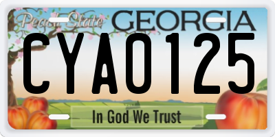 GA license plate CYA0125