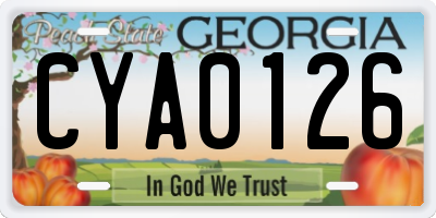 GA license plate CYA0126