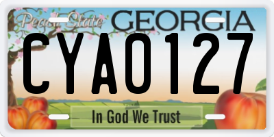 GA license plate CYA0127