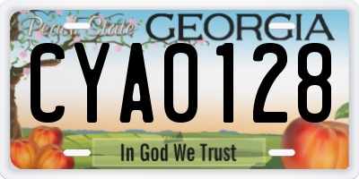 GA license plate CYA0128