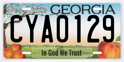 GA license plate CYA0129