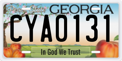 GA license plate CYA0131