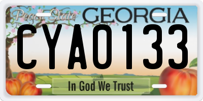 GA license plate CYA0133