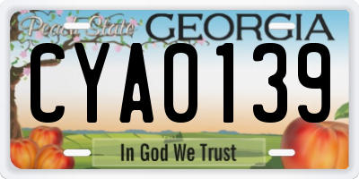 GA license plate CYA0139