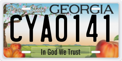 GA license plate CYA0141