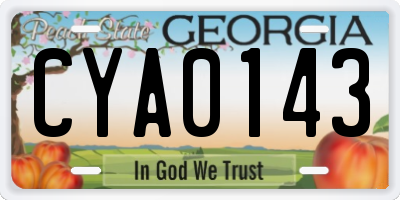 GA license plate CYA0143