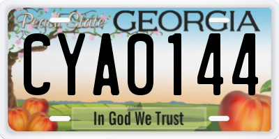 GA license plate CYA0144