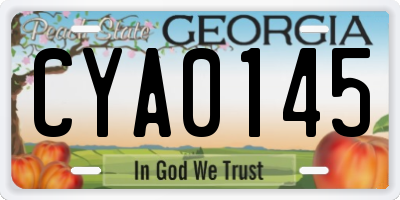 GA license plate CYA0145